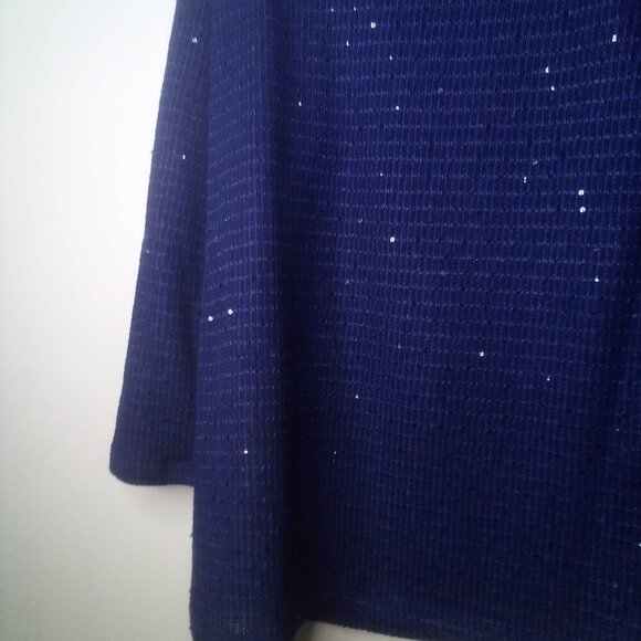 Ruby Rd Sweater M Women Pullover 3/4 Sleeve Cowl Neck Button Detail Blue - Picture 2 of 14